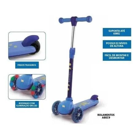 Kit 2 Patinete Azul + Rosa com Led 3 Rodas - Zippy Toys 7315 - 3