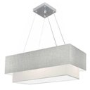 Ver imagem 1 de Lustre Pendente Retangular Vivare Md-4138 Cúpula em Tecido 70x30cm X 60x25cm - Bivolt Rustico-cinza
