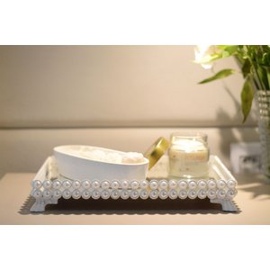 Bandeja Mdf Pérola Decoração Casa Bancada Cozinha Taças Perfume B088