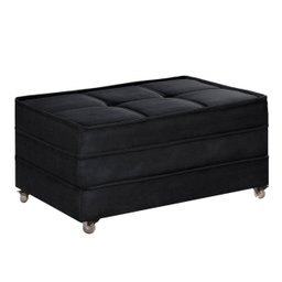 Puff Cama Solteiro Dobravel com Rodízios Lindecor Cor Preto - 1