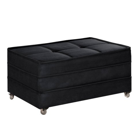 Puff Cama Solteiro Dobravel com Rodízios Lindecor Cor Preto