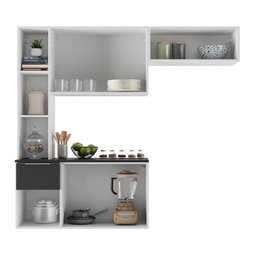 Cozinha Compacta com Armário e Balcão Mp2001 Sofia Multimóveis Branca/Preta - 5