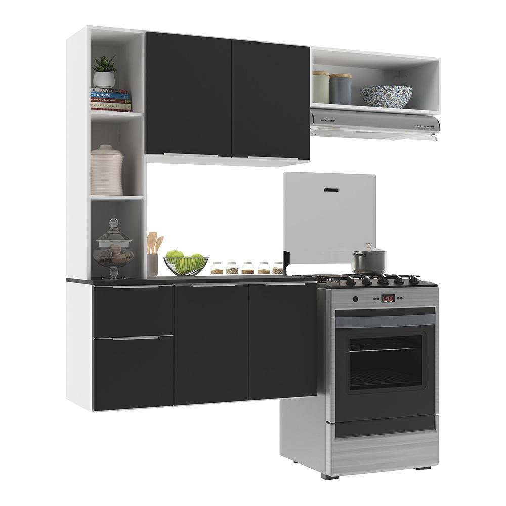Cozinha Compacta com Armário e Balcão Mp2001 Sofia Multimóveis Branca/Preta - 2