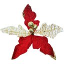 Ver imagem 1 de Kit 14 Flor Artificial Decoração Brilho Vermelho Gliter 15cm