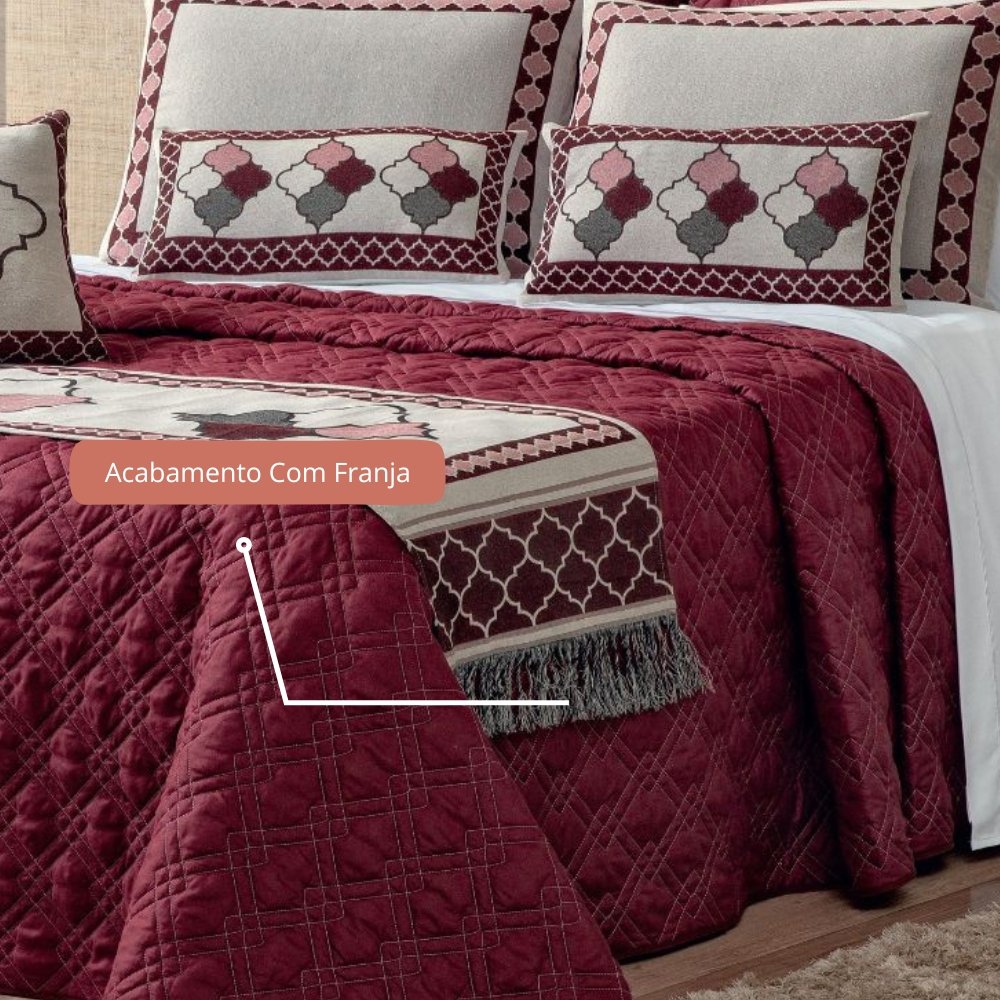 Xale Peseira Decorativo com Franja Turin Jacquard Estampado Marrocos - 5