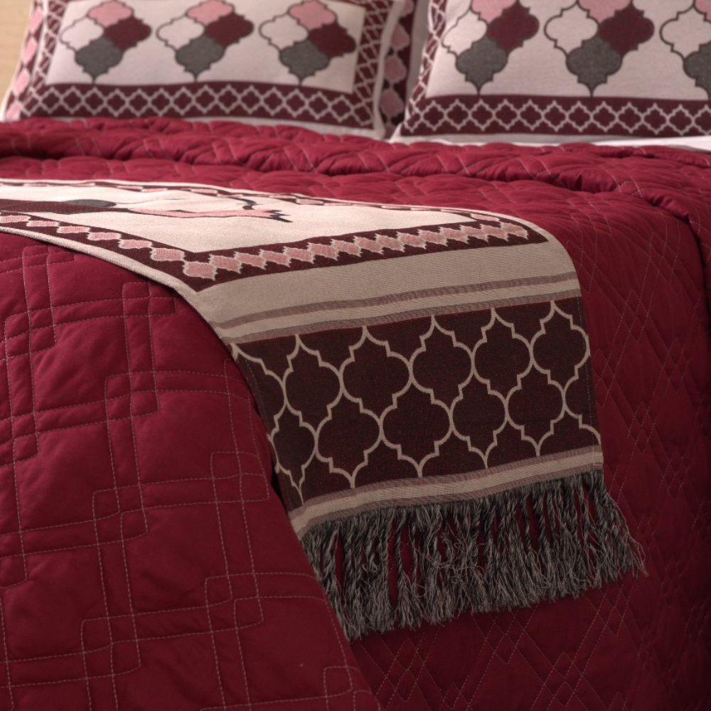 Xale Peseira Decorativo com Franja Turin Jacquard Estampado Marrocos