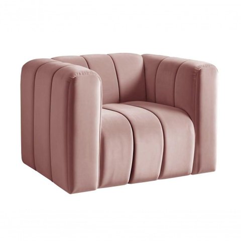 Poltrona Mona Veludo Encosto Alto Confortável Rosê Bella Decor