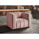 Ver imagem 2 de Poltrona Mona Veludo Encosto Alto Confortável Rosê Bella Decor
