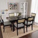 Ver imagem 1 de Conjunto Mesa de Jantar Tampo Vidro e MDF 1,80m e 6 Cadeiras Tiê CabeCasa MadeiraOriginals Preto