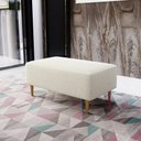 Ver imagem 2 de Puff Decorativo Sala de Estar Cléo W01 Pés Palito 90 cm Linho Champagne - Lyam Decor