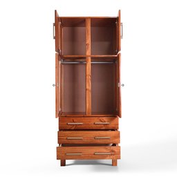 Guarda Roupa Solteiro com Espelho e Pés 4 Portas 3 Gavetas Paris - 5