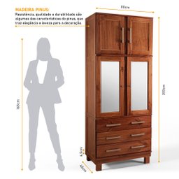 Guarda Roupa Solteiro com Espelho e Pés 4 Portas 3 Gavetas Paris - 3