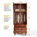 Ver imagem 4 de Guarda Roupa Solteiro com Espelho e Pés 4 Portas 3 Gavetas Paris Marrom/Mogano