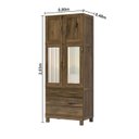 Ver imagem 2 de Guarda Roupa Solteiro com Espelho e Pés 4 Portas 3 Gavetas Paris Marrom/Castanho