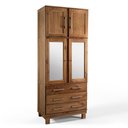 Ver imagem 1 de Guarda Roupa Solteiro com Espelho e Pés 4 Portas 3 Gavetas Paris Marrom/Castanho