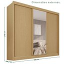Ver imagem 3 de Guarda-Roupa Casal com Espelho 3 Portas 4 Gavetas 100% MDF Ipanema Bege/Jequitibá