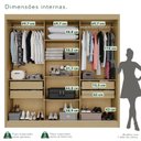 Ver imagem 5 de Guarda-Roupa Casal com Espelho 3 Portas 4 Gavetas 100% MDF Ipanema Bege/Jequitibá