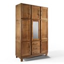 Ver imagem 2 de Guarda Roupa Solteiro com Espelho e Pés 8 Portas 3 Gavetas Paris Lanes Móveis