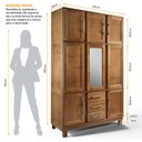 Ver imagem 3 de Guarda Roupa Solteiro com Espelho e Pés 8 Portas 3 Gavetas Paris Lanes Móveis Marrom/Castanho