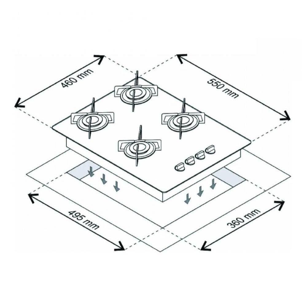 Cooktop a Gás 4 Bocas Moob Ultra Chama Com Acendimento Automatico Bivolt - 5