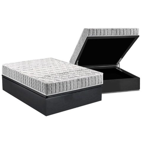 Cama Box Baú Casal: Colchão Espuma Anjos D33 Orthosono + Base CRC Suede Gray(138x188)