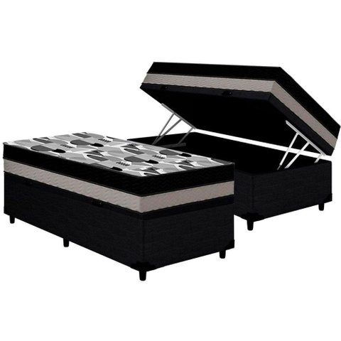 Cama Box Baú Solteiro: Colchão Ortopédico Ortobom D33 / Ep Iso 100 Double Face + Base Crc