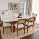 Ver imagem 1 de Conjunto Mesa de Jantar Tampo Vidro e MDF 2,0m e 6 Cadeiras Tiê CabeCasa MadeiraOriginals Marrom