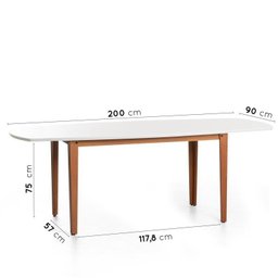 Conjunto Mesa de Jantar Tampo MDF 2,0m e 6 Cadeiras Tiê CabeCasa MadeiraOriginals - 3