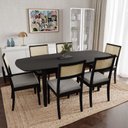 Ver imagem 1 de Conjunto Mesa de Jantar Tampo MDF 2,0m e 6 Cadeiras Tiê CabeCasa MadeiraOriginals Preto