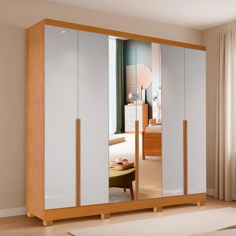 Guarda Roupa Casal Master 2.70 6 Portas, com Espelho Externo, 100% MDF | Bianchi