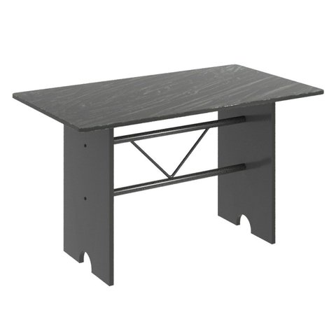 Mesa para Cozinha 120x75cm Tampo Ardósia Cinza/Martelado Prata/Indiano