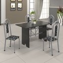 Ver imagem 3 de Mesa para Cozinha 120x75cm Tampo Ardósia Cinza/Martelado Pérola/Indiano
