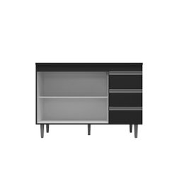 Balcão de Cozinha Andréia 100cm Preto + Tampo - AJL Móveis - 4