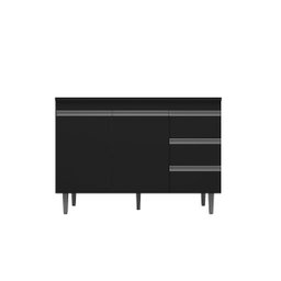 Balcão de Cozinha Andréia 100cm Preto + Tampo - AJL Móveis - 3