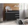 Balcão de Cozinha Andréia 100cm Preto + Tampo - AJL Móveis - 1