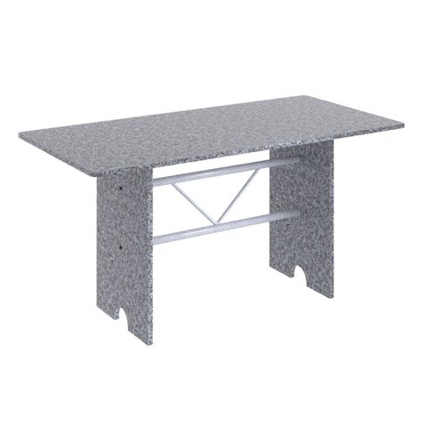 Mesa para Cozinha 140x75cm Tampo Granito Cinza/Martelado Pérola/Ocre