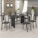 Ver imagem 3 de Mesa para Cozinha 140x75cm Tampo Ardósia Cinza/Martelado Prata/Indiano
