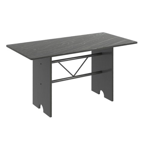Mesa para Cozinha 140x75cm Tampo Ardósia Cinza/Martelado Prata/Indiano