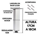 Ver imagem 5 de Kit 2 Pé Alumínio 17cm Fosco Cozinha Móveis 40x40 Regulável