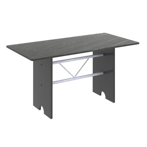 Mesa para Cozinha 140x75cm Tampo Ardósia Cinza/Martelado Pérola/Indiano