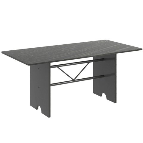 Mesa para Cozinha 180x75cm Tampo Ardósia Cinza/Martelado Prata/Indiano