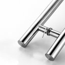 Ver imagem 4 de Puxador para Porta 40cm Redondo para Vidro e Madeira Aço Inox 304 Prata Pivotante Brinovar
