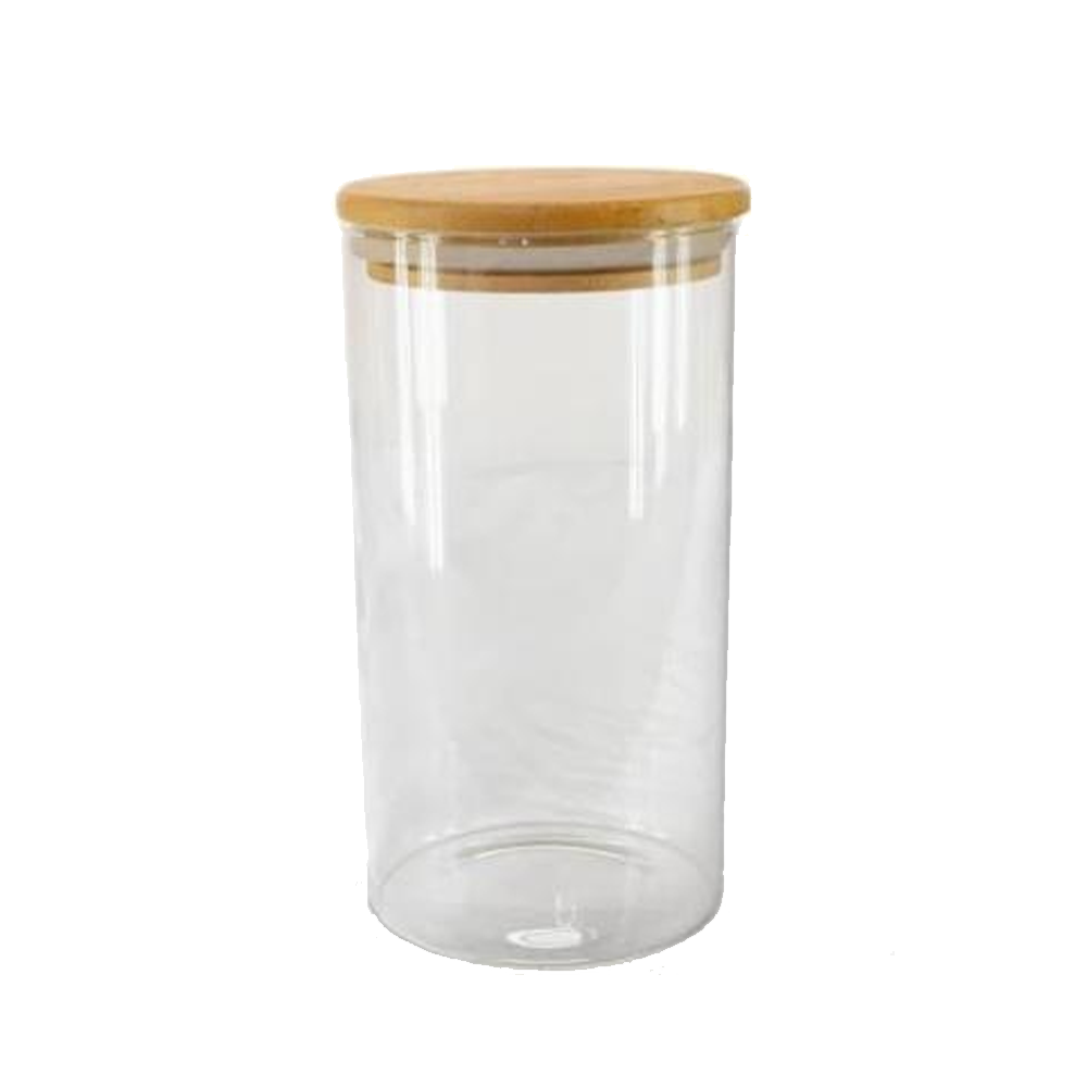 950ml Pote de Vidro Mantimentos Tampa de Bambu 8,5 X 20cm - 2