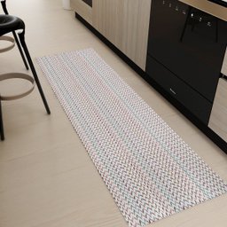 Tapete Passadeira Cozinha 1,30m x 45cm Antiderrapante Tear Artesanal Algodão Rústico Decoração Corre - 1