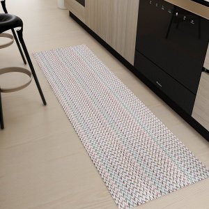 Tapete Passadeira Cozinha 1,30m x 45cm Antiderrapante Tear Artesanal Algodão Rústico Decoração Corre