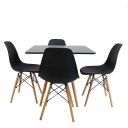 Ver imagem 2 de Conjunto de Mesa de Jantar Eames Eiffel Quadrada 90cm Tampo de Madeira Preto com 4 Cadeiras Pretas
