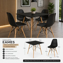 Ver imagem 7 de Conjunto de Mesa de Jantar Eames Eiffel Quadrada 90cm Tampo de Madeira Preto com 4 Cadeiras Pretas