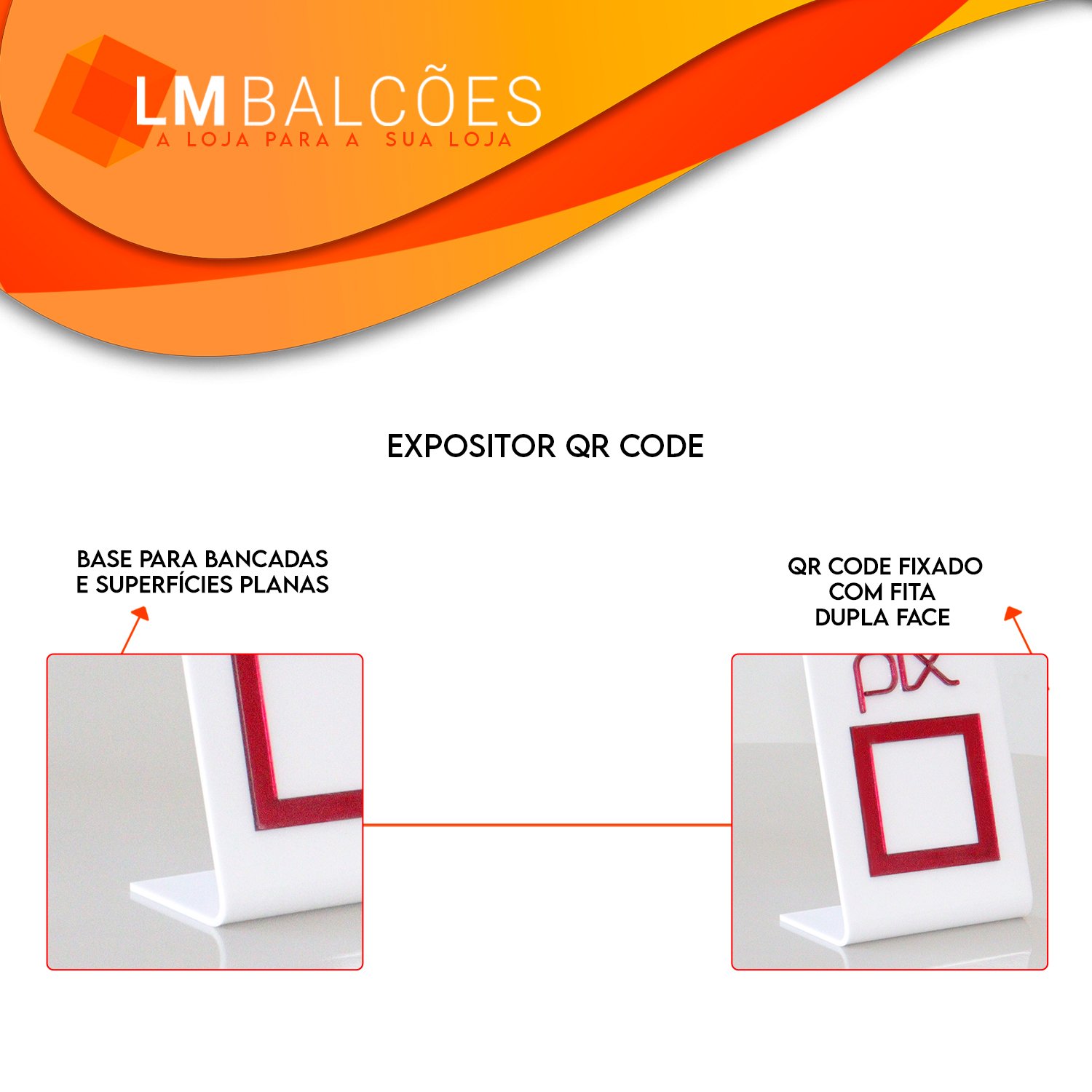 Expositor Qr Code Pix - Branco com Vermelho - 4