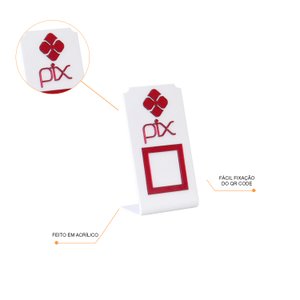 Expositor Qr Code Pix - Branco com Vermelho