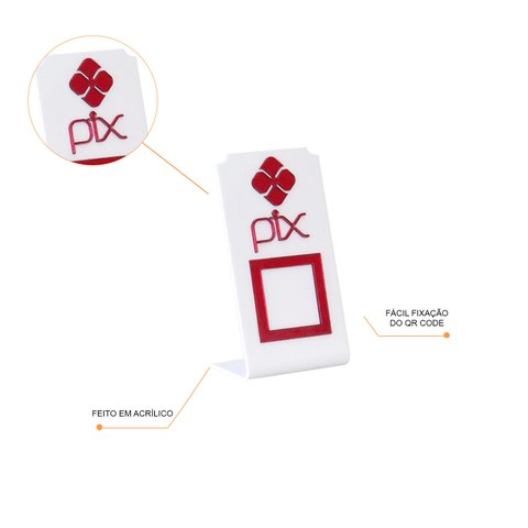 Expositor Qr Code Pix - Branco com Vermelho